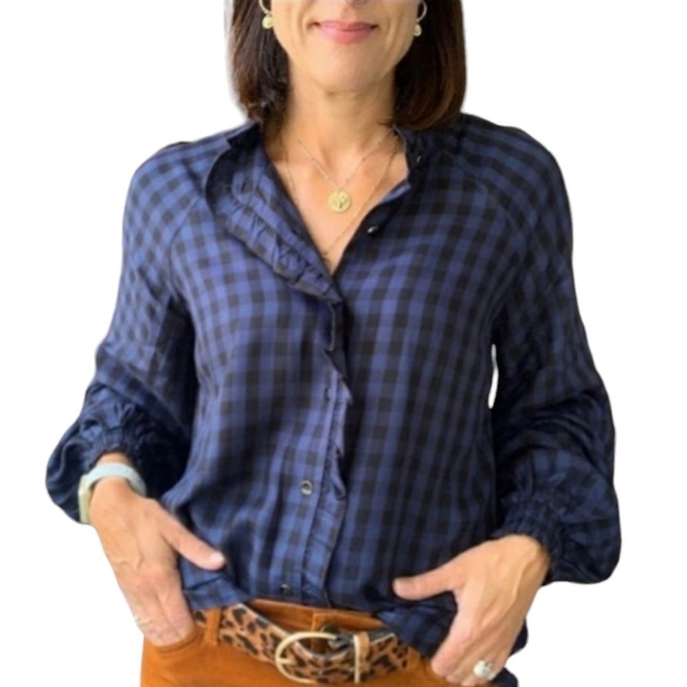 Cabi Aberdeen plaid button-up blouse top size XS